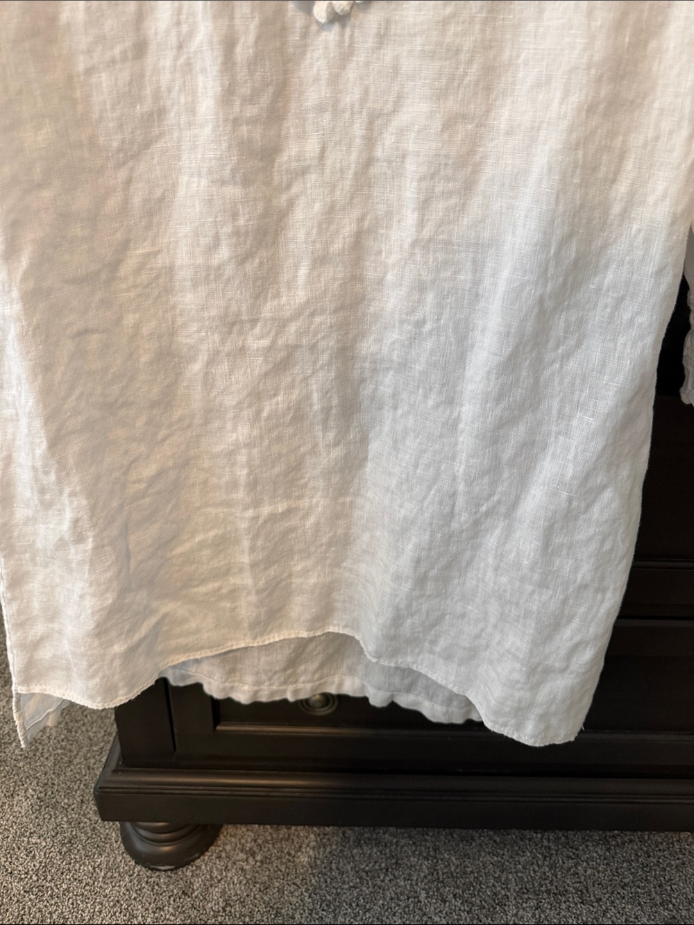 Marina Rinaldi White Linen V-Neck Crochet-Trim Blouse - Picture 5 of 6